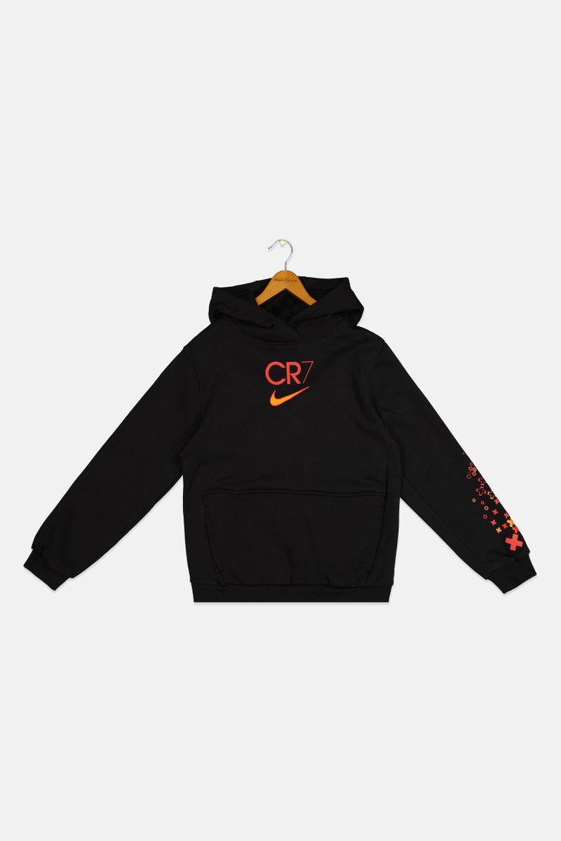 Nike Kids Boy Sportswear Fit CR7 Club Football Hoodie, Black - Image 2