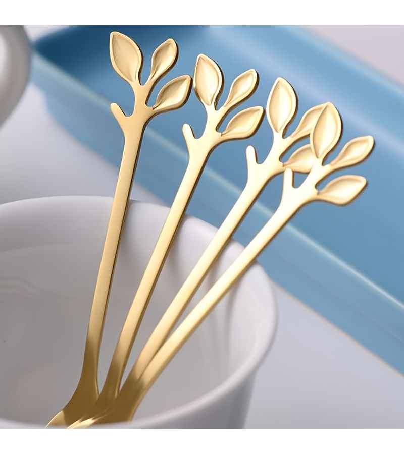 21 Pcs 304 Stainless Steel Golden Swan Shaped Coffee Spoons And Dessert Forks Cutlery Set - Image 2