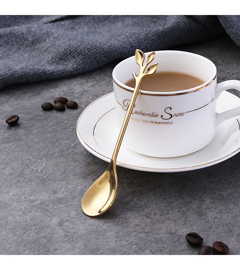 21 Pcs 304 Stainless Steel Golden Swan Shaped Coffee Spoons And Dessert Forks Cutlery Set - Image 3