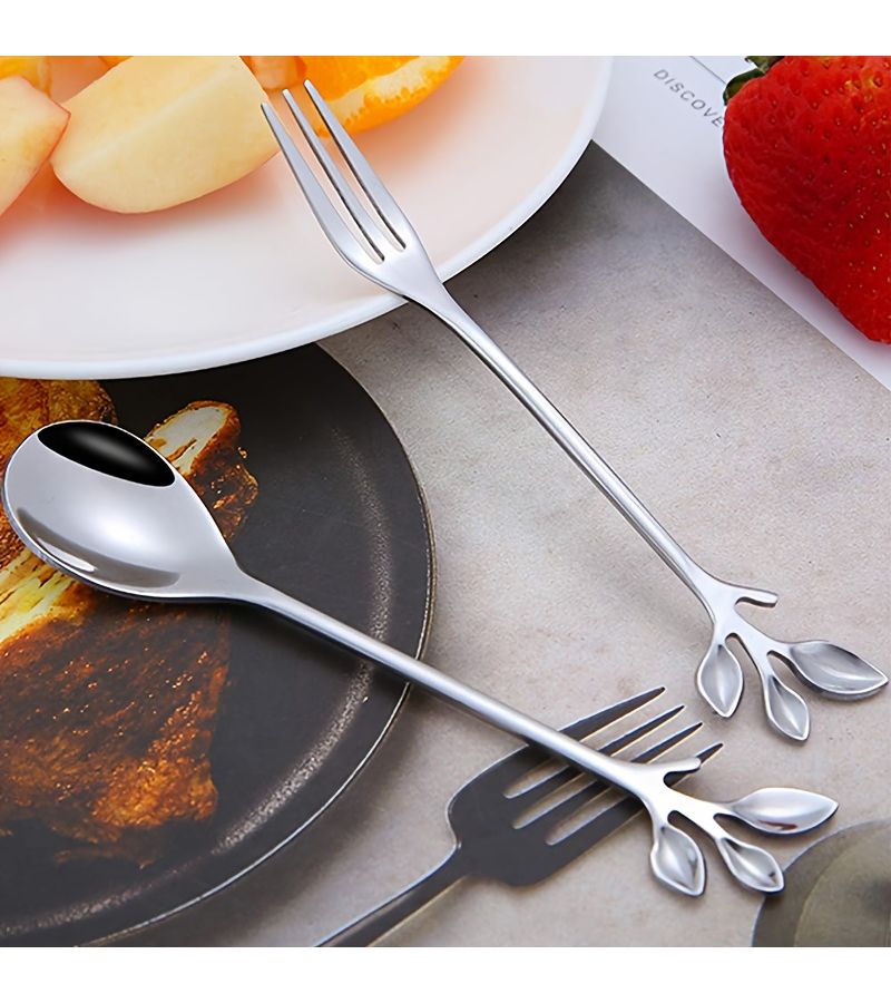 21 Pcs 304 Stainless Steel Golden Swan Shaped Coffee Spoons And Dessert Forks Cutlery Set - Image 4