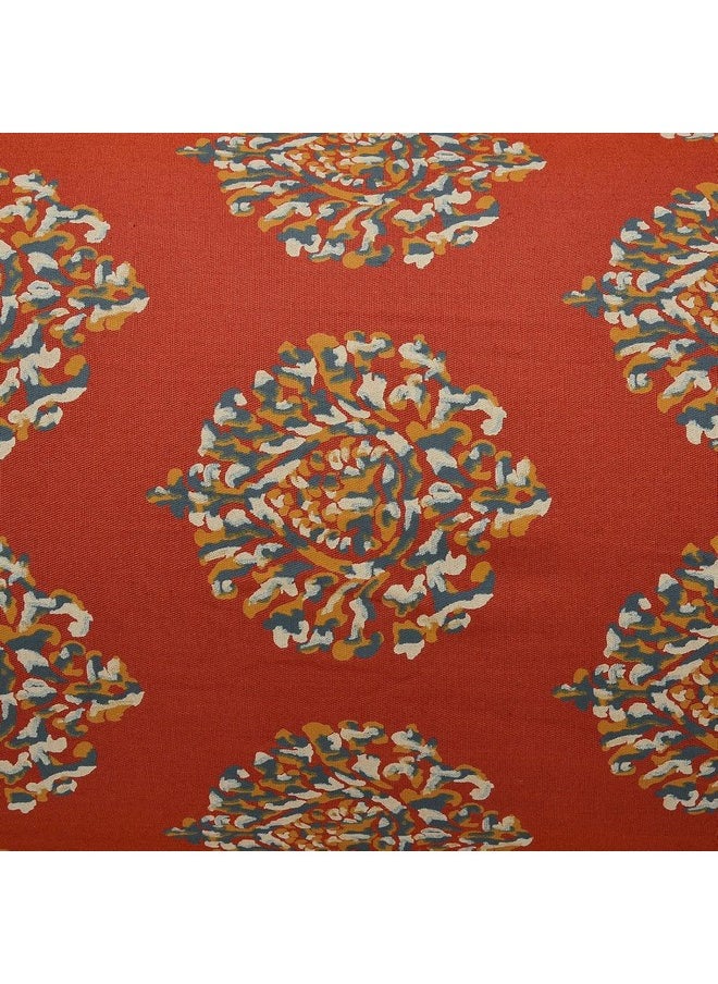 Trance Home Linen - Trance Home Linen 100% Cotton King Size Bedsheet for Double Bed, 1 Cotton Bed Sheet Double Bed (108x108 Inches) with 2 Pillow Covers | 200 TC Bed Sheet Double Bed (9x9 Feet | Damask & Dori - Clay Red) - Image 1