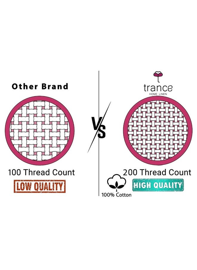 Trance Home Linen - Trance Home Linen 100% Cotton King Size Bedsheet for Double Bed, 1 Cotton Bed Sheet Double Bed (108x108 Inches) with 2 Pillow Covers | 200 TC Bed Sheet Double Bed (9x9 Feet | Damask & Dori - Clay Red) - Image 1