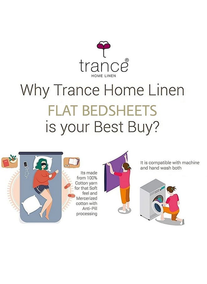 Trance Home Linen - Trance Home Linen 100% Cotton King Size Bedsheet for Double Bed, 1 Cotton Bed Sheet Double Bed (108x108 Inches) with 2 Pillow Covers | 200 TC Bed Sheet Double Bed (9x9 Feet | Damask & Dori - Clay Red) - Image 1