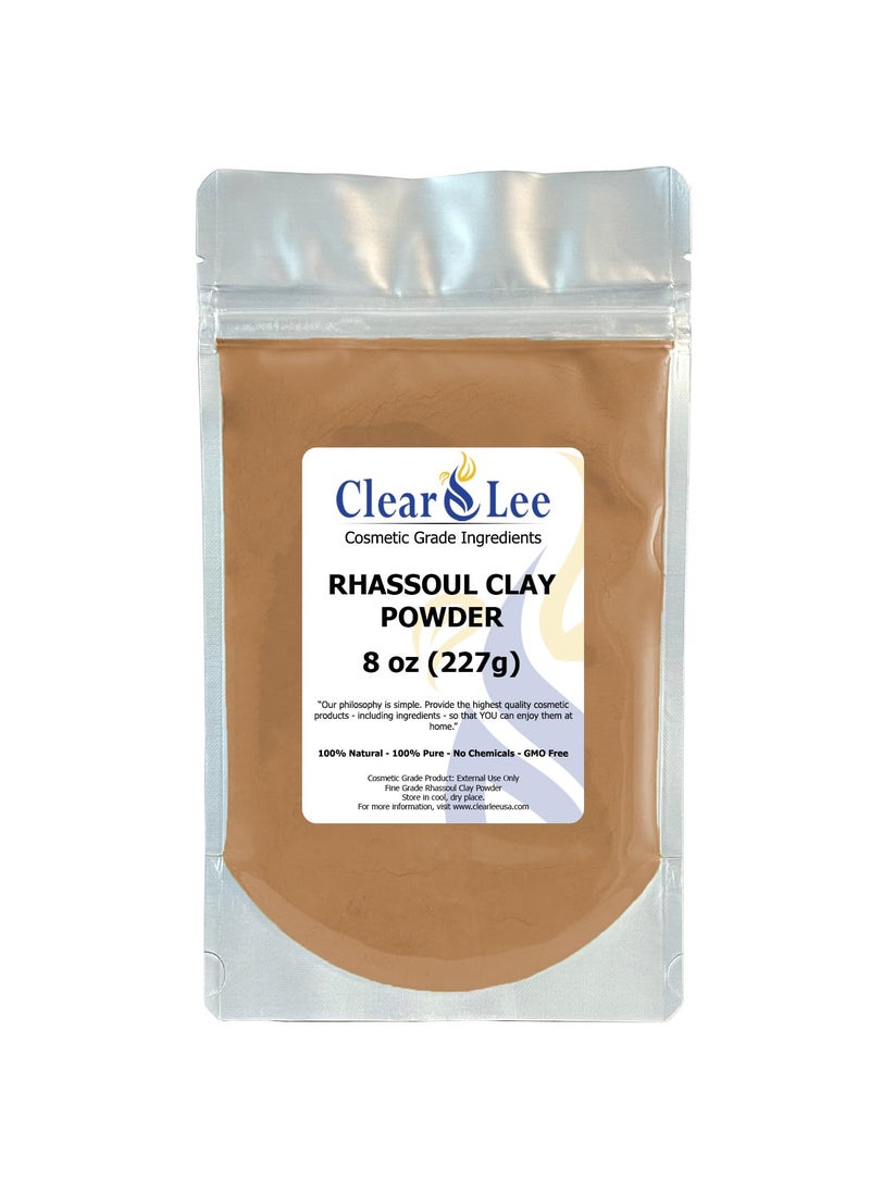 ClearLee ClearLee Rhassoul Ghassoul Clay Cosmetic Grade Powder - 100% Pure Natural Powder - Great For Skin Detox, Rejuvenation, and More - Heal Damaged Skin - DIY Clay Face Mask (8 oz) 