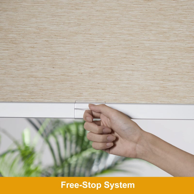 Persilux Free-Stop Cordless Light Filtering Roller Shades for Windows (Khaki 25" x 72") Natural Woven Fabric UV Protection Privacy Roller Blinds for Windows Blinds for Doors, Home, Office, Kitchen - Image 3