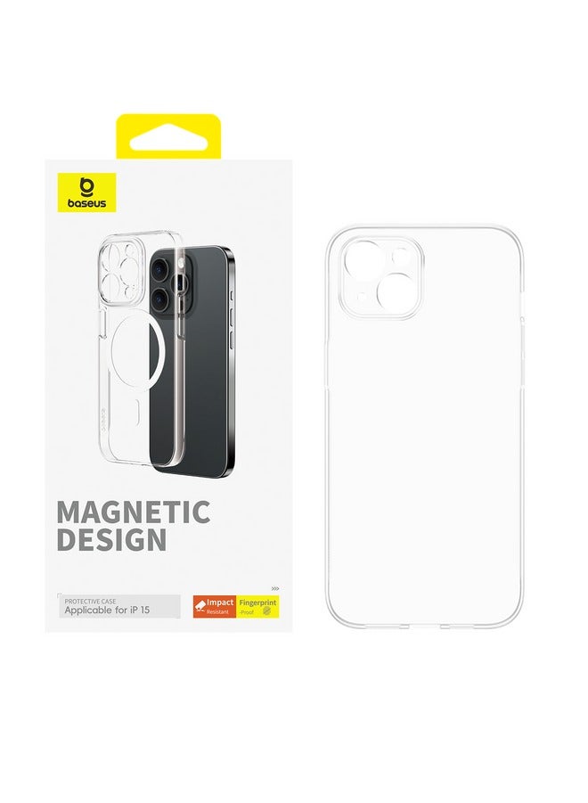 بيسوس حافظة هاتف مغناطيسية من OS-Baseus Lucent Series لهاتف iP 15 Pro، شفافة - Image 1
