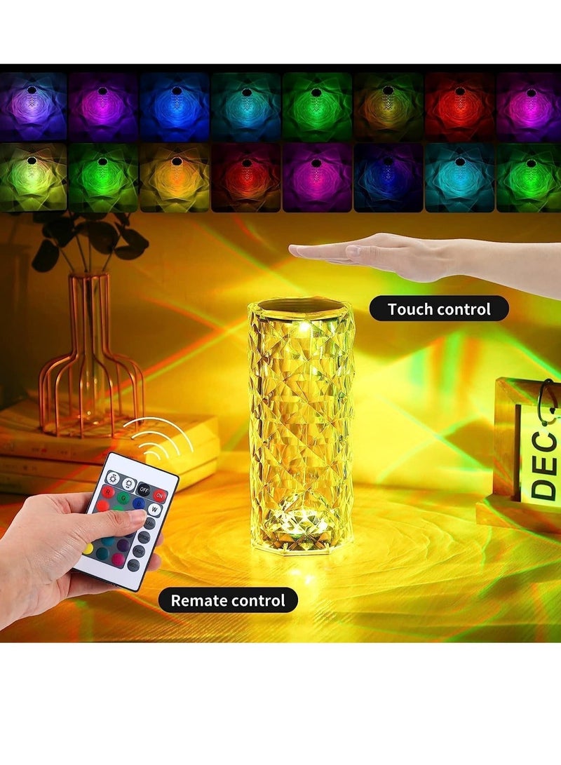 Raxoom Crystal Diamond 3D Rose Table Lamp, LED 16 Color changing Night Light with Remote and Touch Control,Built-in Battery USB Rechargeable Desk Lamp for Bedroom,Living room,party, home decor - Image 5