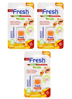 Three Pieces Of Orange Mouth Freshener Strips 3x24 Strips