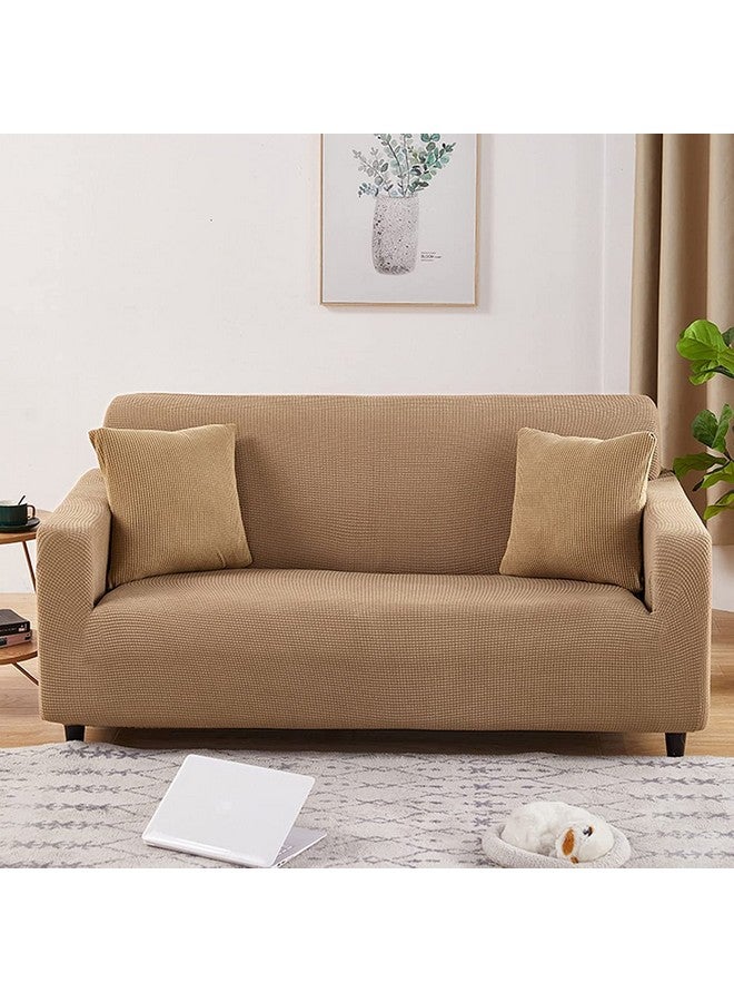 لوكزر غطاء أريكة Lukzer Universal 4 Seater Cover 280 GSM ناعم الملمس لحماية الأريكة مع غطائي وسادة (مربعات بيج داكنة منقوشة/230-300 سم/قماش جاكار) SC-058-04 - Image 1
