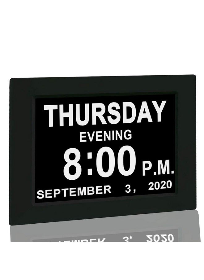 JALL 【New 2024】 Digital Calendar Alarm Day Clock - with 8" Large Screen Display, am pm, Multiple Alarms, for Impaired Vision People, The Aged Seniors, The Dementia, for Desk, Wall Mounted, Black