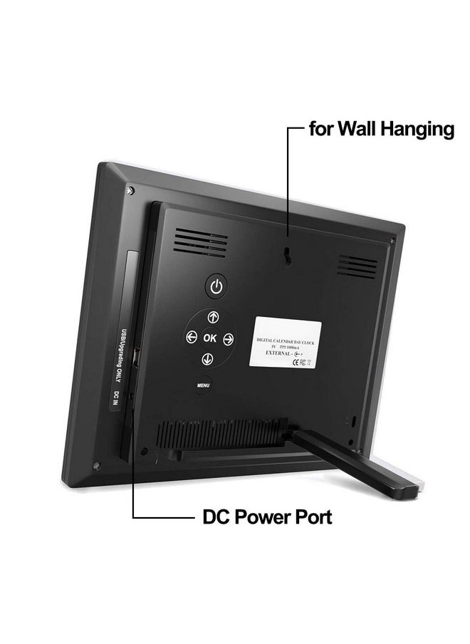JALL 【New 2024】 Digital Calendar Alarm Day Clock - with 8" Large Screen Display, am pm, Multiple Alarms, for Impaired Vision People, The Aged Seniors, The Dementia, for Desk, Wall Mounted, Black