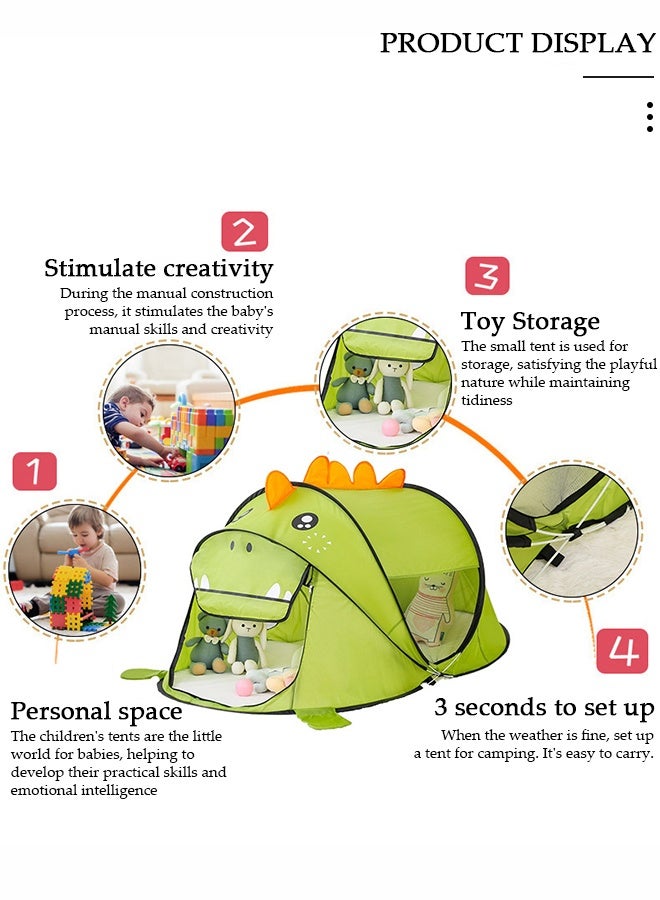 DUNISO خيمة لعب للأطفال، خيمة قابلة للطي للفتيات والأولاد، يلعب الأطفال متعة كبيرة في بيت اللعب المنبثق لعيد الميلاد، في الأماكن المغلقة وفي الهواء الطلق، في ساحة الشاطئ، سرير سفر للأطفال (ديناصور) - Image 5