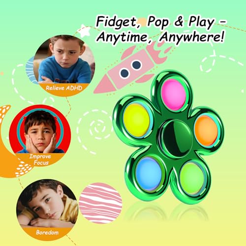 FIGROL Fidget Toys 3 PackPop Fidget Spinner for Kids Adults Relieves Stress and Calm DownSensory Toys for Kids with Autism ADHD ToysGreen - Image 5