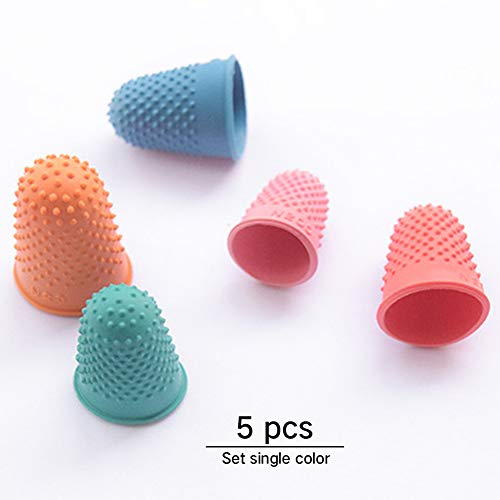Shni Thimble 5Pcs Craft Finger Tip Sewing Counting Protector Quilter Needlework Cone Rubber(Pink) - Image 3