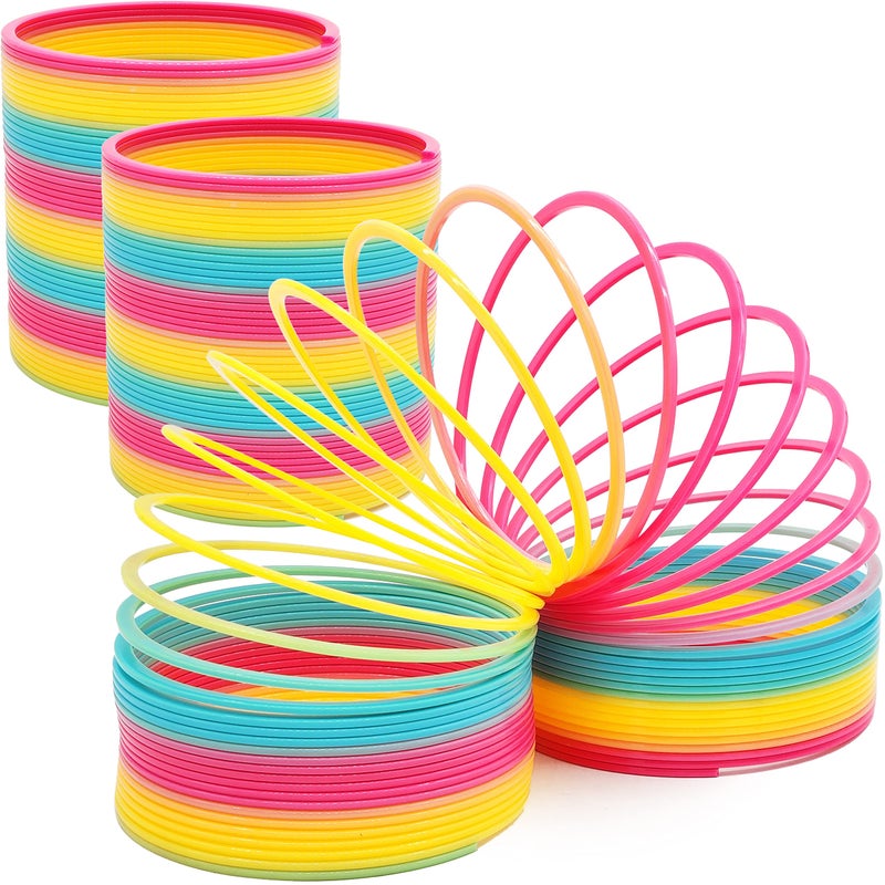 The Dreidel Company The Dreidel Company Jumbo Rainbow Plastic Coil Spring  Party Favor for Kids  Individually Wrapped  7"" (175mm) Spring (2-Pack) - Image 1