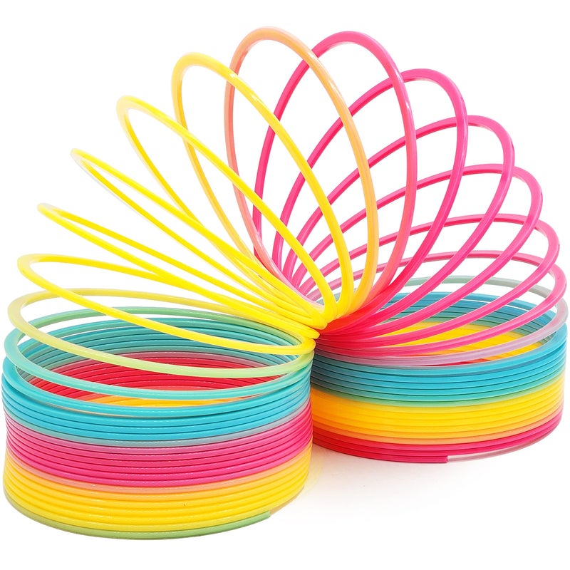 The Dreidel Company The Dreidel Company Jumbo Rainbow Plastic Coil Spring  Party Favor for Kids  Individually Wrapped  7"" (175mm) Spring (2-Pack) - Image 2