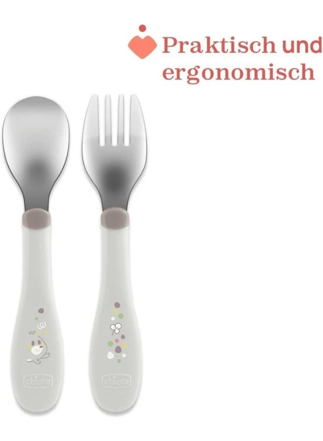Chicco Metal Cutlery 18m+ Grey - Image 2