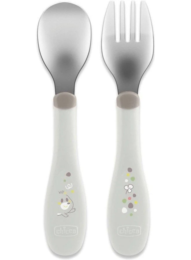 Chicco Metal Cutlery 18m+ Grey - Image 1