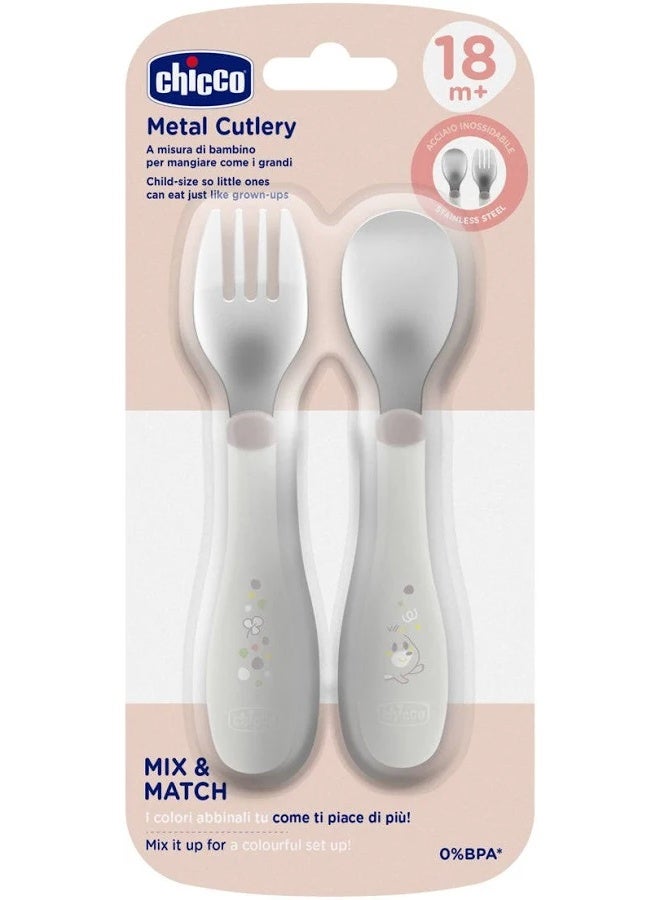 Chicco Metal Cutlery 18m+ Grey - Image 4
