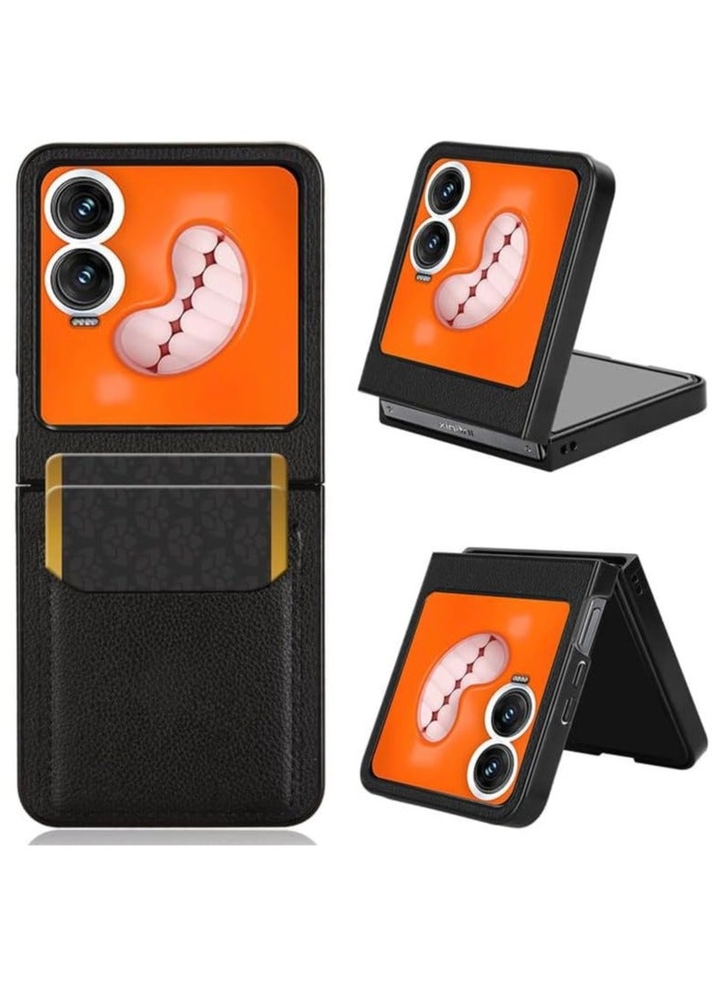 متوافق مع غطاء Infinix Zero Flip 2024، غطاء هاتف مصنوع من جلد PU عالي الجودة بسماكة فائقة، مضاد للصدمات، يحمي حافة وخلفية الهاتف، مع فتحة لوضع البطاقات لغطاء هاتف Infinix Zero Flip. - Image 1