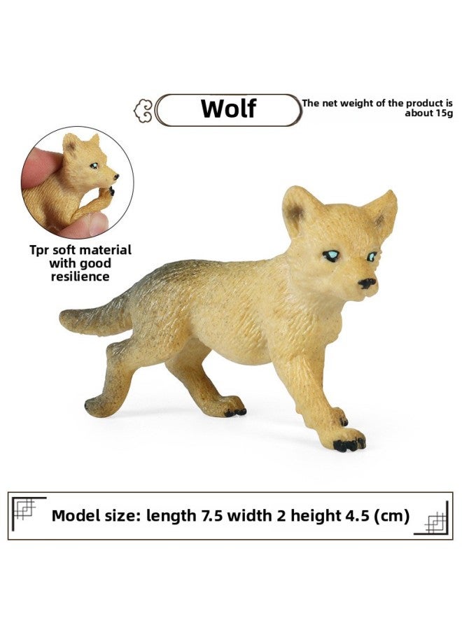 Children's Toy Solid Simulation Wild Animal Recognition Model Forest Animal Wolf Howling White Wolf Handheld Ornament-Color:BY Soft Rubber TPR Cartoon Wolf Baby - Image 1