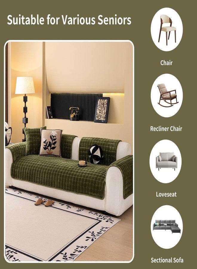 MDSASFD غطاء أريكة مخملي من MDSASFD، غطاء أريكة قابل للغسل، غطاء أريكة مانع للانزلاق لأريكة بثلاث وسائد، أريكة على شكل حرف L مع مسند ذراع ومسند ظهر، أغطية حماية للأثاث للحيوانات الأليفة والأطفال (قطعة واحدة، أخضر، 28 بوصة × 28 بوصة). - Image 5