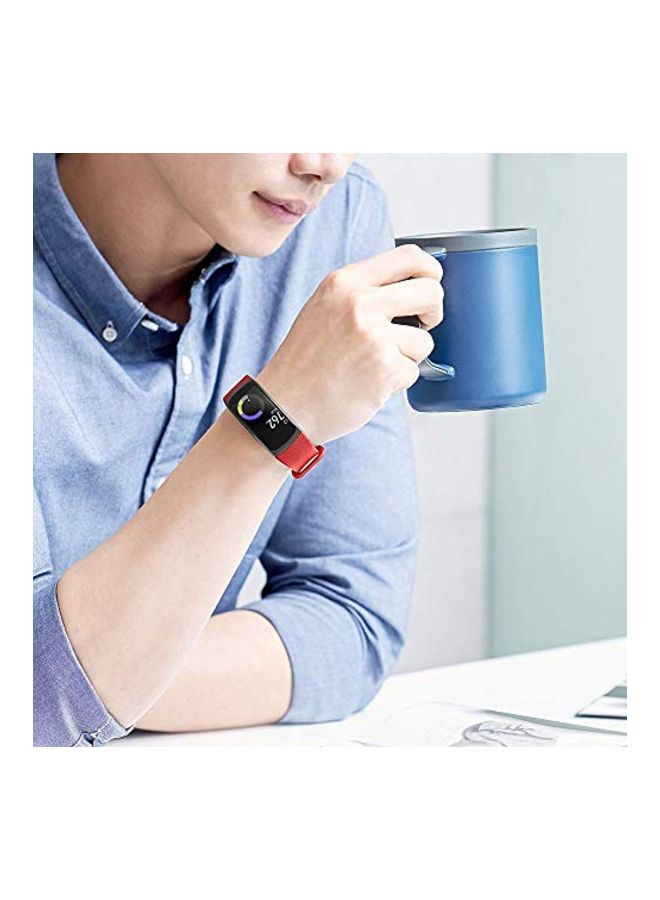 NIBEMINENT Replacement Band Strap For Samsung Gear Fit2 SM-R360 Red/Silver - Image 3