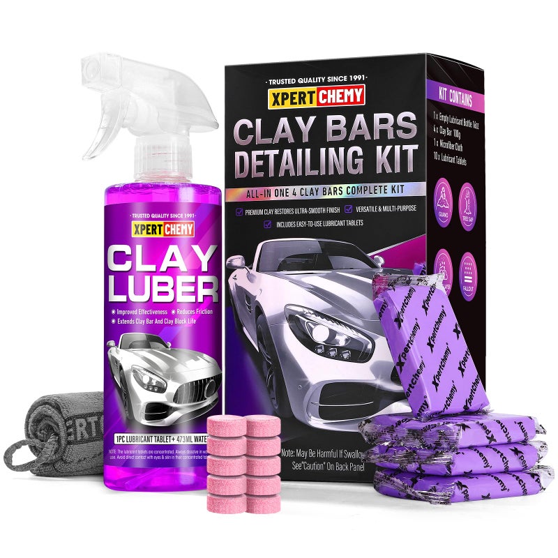 XPERTCHEMY Car Clay Bars Auto Detailing 4 Pack 400g4x100g and Clay bar Lubricant Tablets 10 Pack1pcs16 oz Clay bar kit Spray Bottle and Microfiber Towel for Car Detailing - Image 2