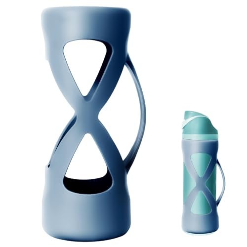 JRSENL Silicone Water Bottle Boot for Owala 24 oz, Silicone Case with Handle, Anti-Slip Protective Sleeve Protector, Reduce Damage and Provide Comprehensive Protection for FreeSip(Blue) - Image 1