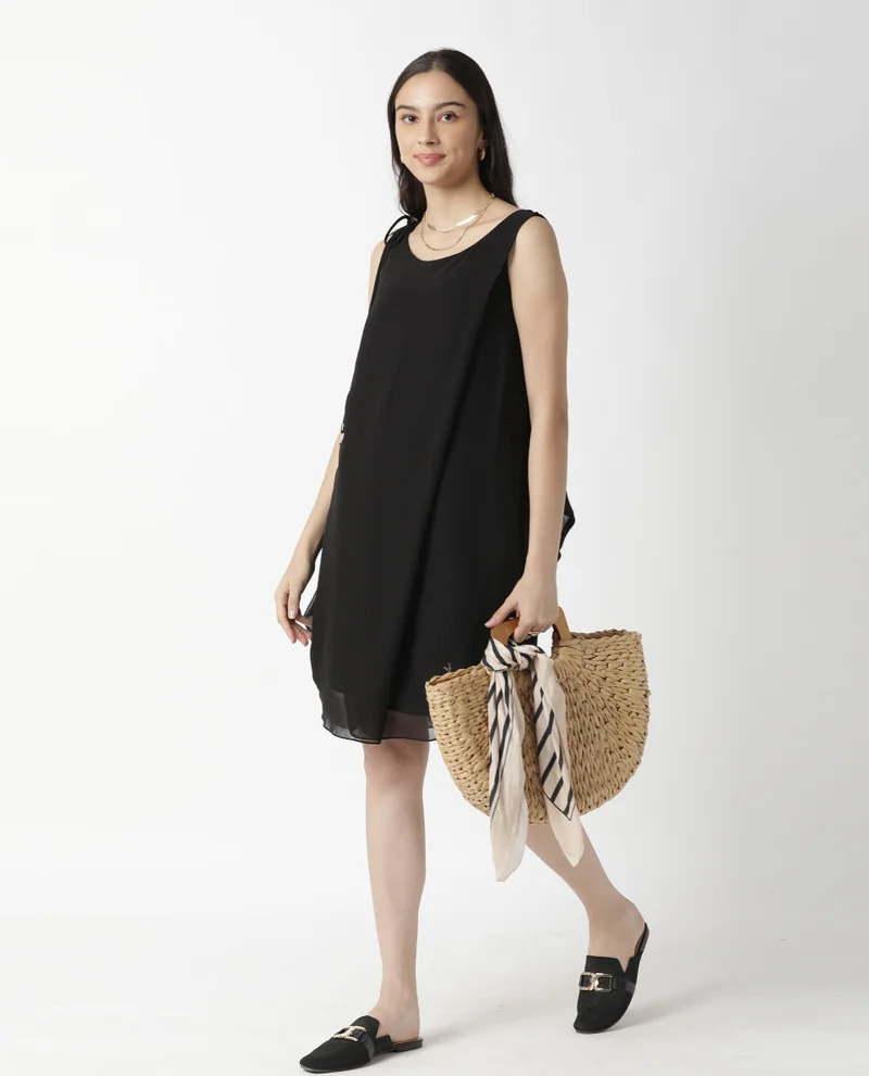 Rareism Women's Pleated Front Midi Dress