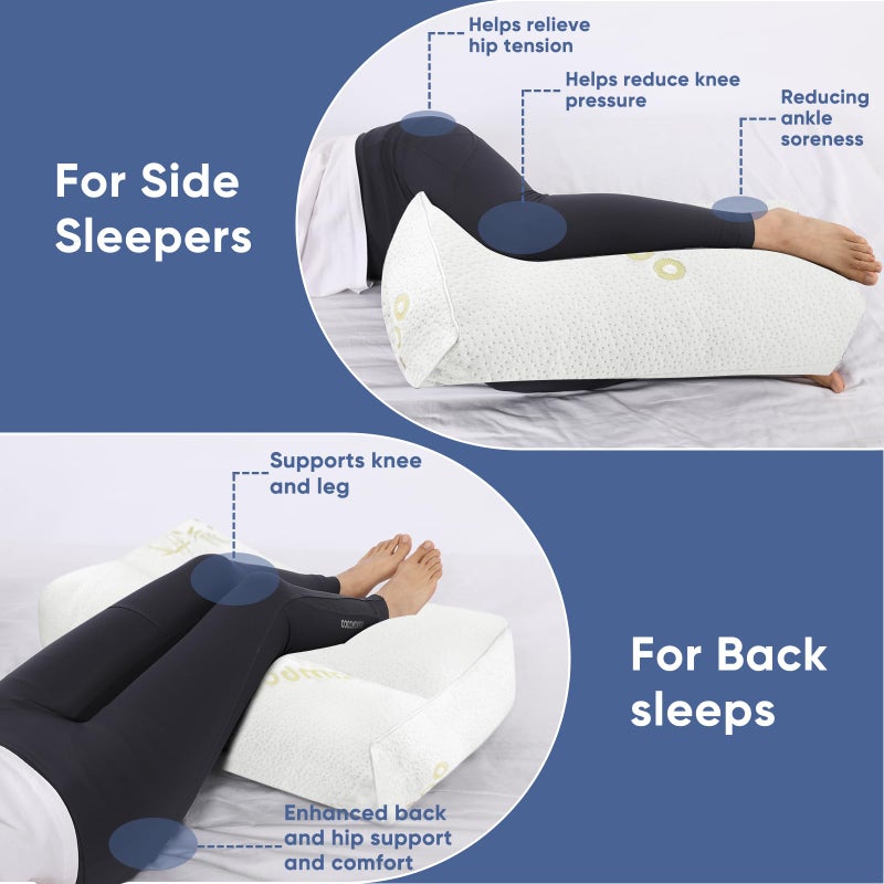 MINUPWELL 6.5" Knee Pillow for Side Sleepers - 100% Shredded Memory Foam Leg Pillow for Side Sleeping - Between Leg & Under Hip Pillow - Relieving Leg, Back, and Knee Pain - Rayon Derived from Bamboo - Image 4