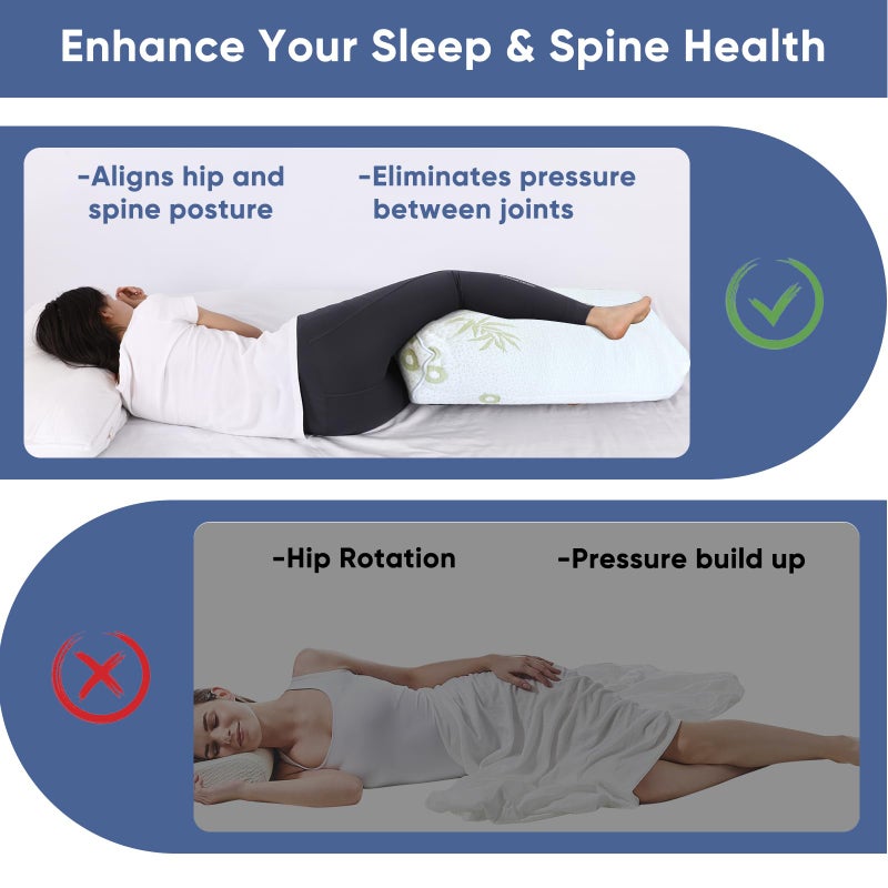 MINUPWELL 6.5" Knee Pillow for Side Sleepers - 100% Shredded Memory Foam Leg Pillow for Side Sleeping - Between Leg & Under Hip Pillow - Relieving Leg, Back, and Knee Pain - Rayon Derived from Bamboo - Image 3