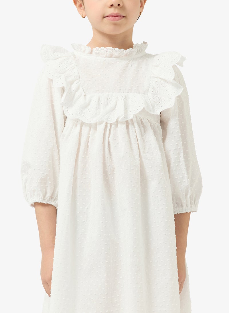 Pinata White Ruffle Collar Dress - Image 3