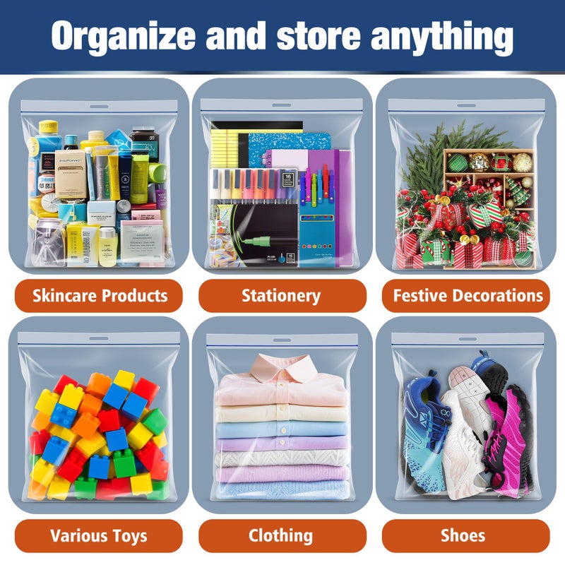 LVYSHOW 5 Gallon Extra Large Zipper Bag, 18â€ x 24â€ Clear Plastic Storage Bag with Handle for Clothes, Moving, Travel, 2mil Thick, 10pcs - Image 5