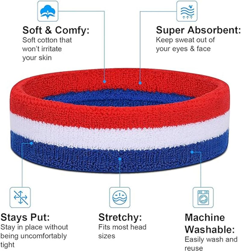 Favofit Sweat Band Headband Wristbands for Men - Head Wrist Sweatband Set for Women Kids Boys Girls - Ideal for Sports Athletics Event Workout Exercise Basketball Running Tennis Football - Image 2