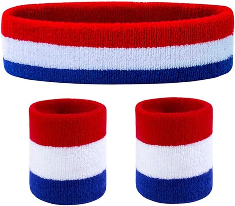 Favofit Sweat Band Headband Wristbands for Men - Head Wrist Sweatband Set for Women Kids Boys Girls - Ideal for Sports Athletics Event Workout Exercise Basketball Running Tennis Football - Image 1
