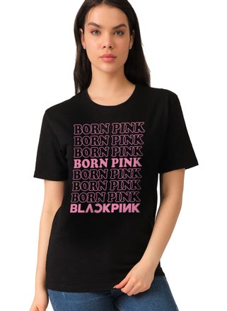Rock&Roll Pink Dogan Blackpink Black Short Sleeve Women's T-Shirt  - Image 1