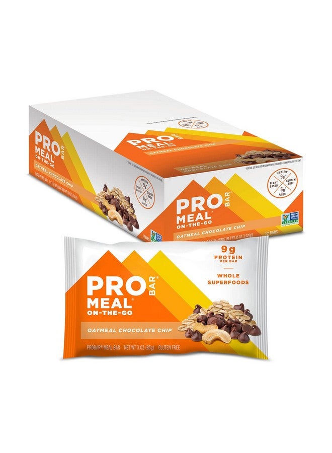 برو بار بروبار - بار وجبة، دقيق الشوفان برقائق الشوكولاتة، غير معدل وراثيًا، خالٍ من الغلوتين، صحي، نباتي، مكونات غذائية كاملة، طاقة طبيعية (12 قطعة) - Image 1