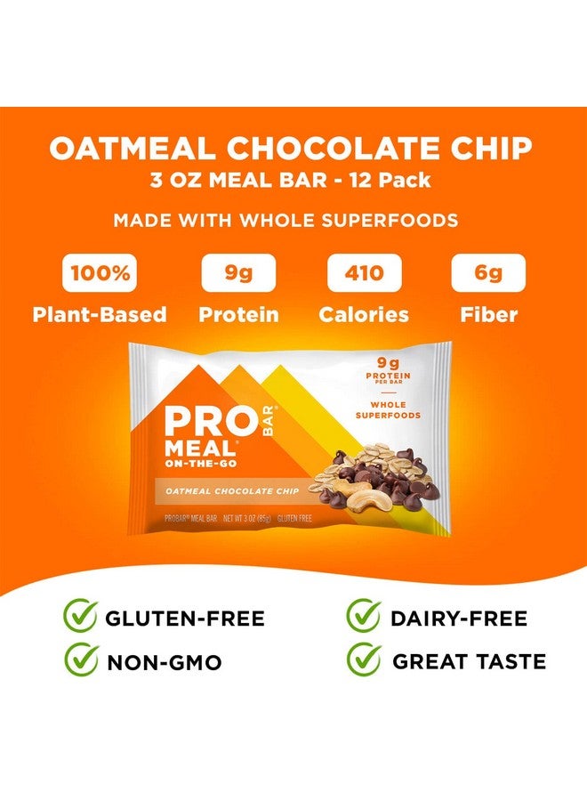 برو بار بروبار - بار وجبة، دقيق الشوفان برقائق الشوكولاتة، غير معدل وراثيًا، خالٍ من الغلوتين، صحي، نباتي، مكونات غذائية كاملة، طاقة طبيعية (12 قطعة) - Image 4