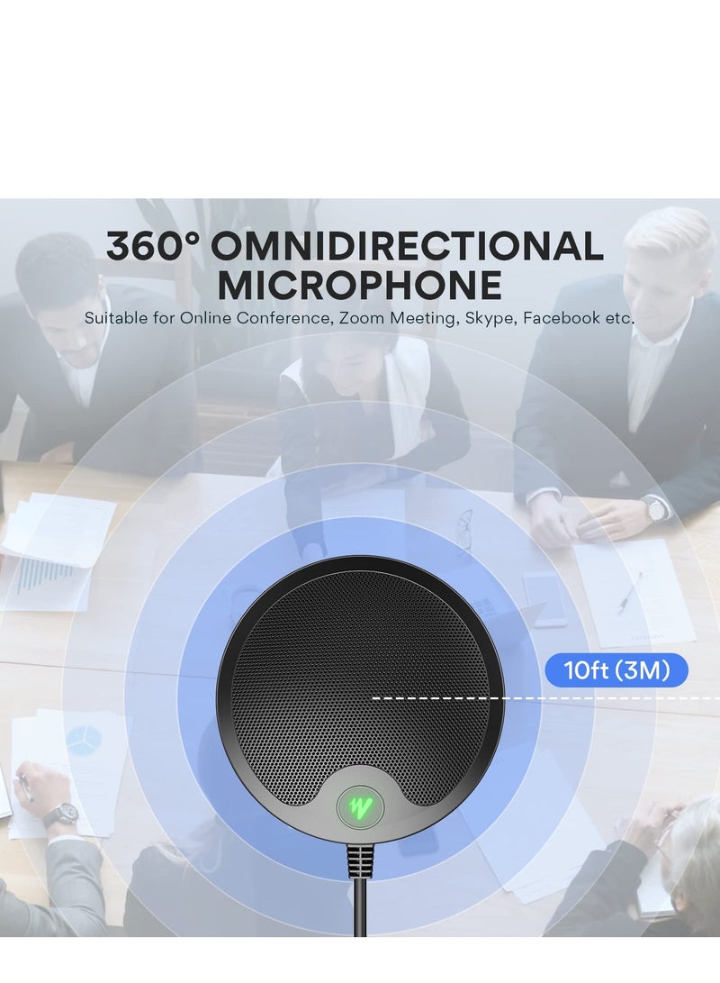 USB Conference Computer Microphone, BM10 Metal Boundary Desktop Mic with Mute and Headphone Jack Omni-Directional Plug  Play PC Mic for Windows, Mac, Meeting, Skype - Image 2