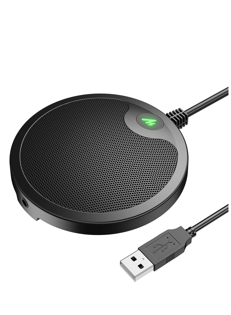 USB Conference Computer Microphone, BM10 Metal Boundary Desktop Mic with Mute and Headphone Jack Omni-Directional Plug  Play PC Mic for Windows, Mac, Meeting, Skype - Image 1