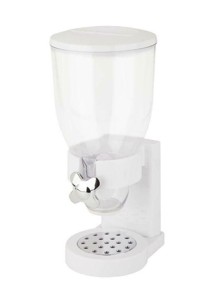 Shallow White Cereal Dispenser Dry Food countertop Kitchen Tools Storage Container, Dry Food Dispenser - Image 1