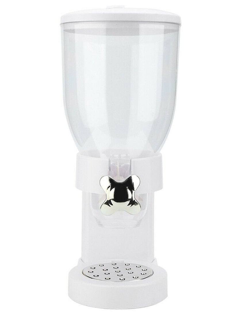 Shallow White Cereal Dispenser Dry Food countertop Kitchen Tools Storage Container, Dry Food Dispenser - Image 2