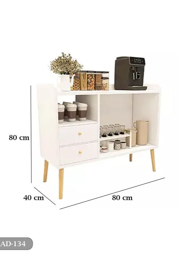 EXPERT Coffee corner with storage space, multifunctional sideboard, buffet, kitchen cabinet with drawers, dining room, living room, simple cabinet, white color, EI-110 - Image 3
