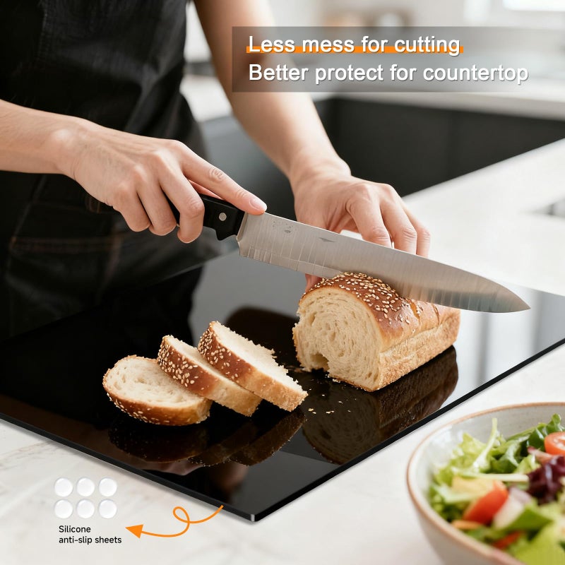 MEWSDEN Black Cutting Boards for Kitchen, Acrylic Cutting Board with Counter Lip Countertop Protector, Non-Slip Tablas Para Picar Cocina, Kitchen Decor Apartment Essentials House Warming Gifts(20"x16") - Image 2