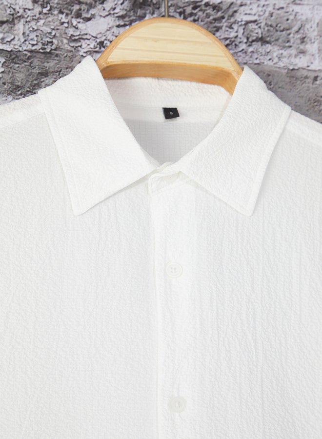 trendyol White Regular Fit Textured Loose Casual Men's Shirt - Image 5