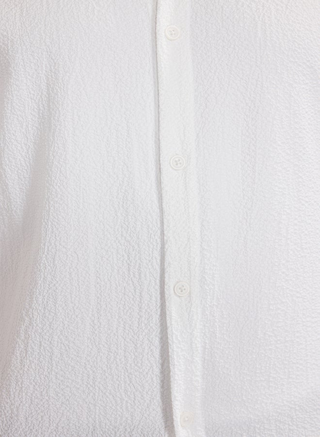 trendyol White Regular Fit Textured Loose Casual Men's Shirt - Image 3