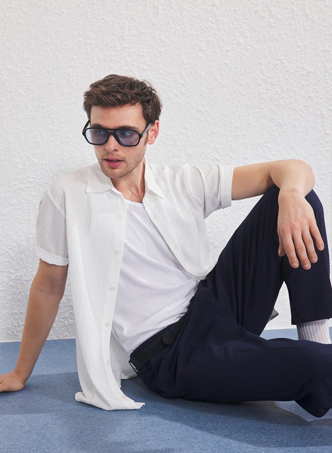 trendyol White Regular Fit Textured Loose Casual Men's Shirt - Image 1