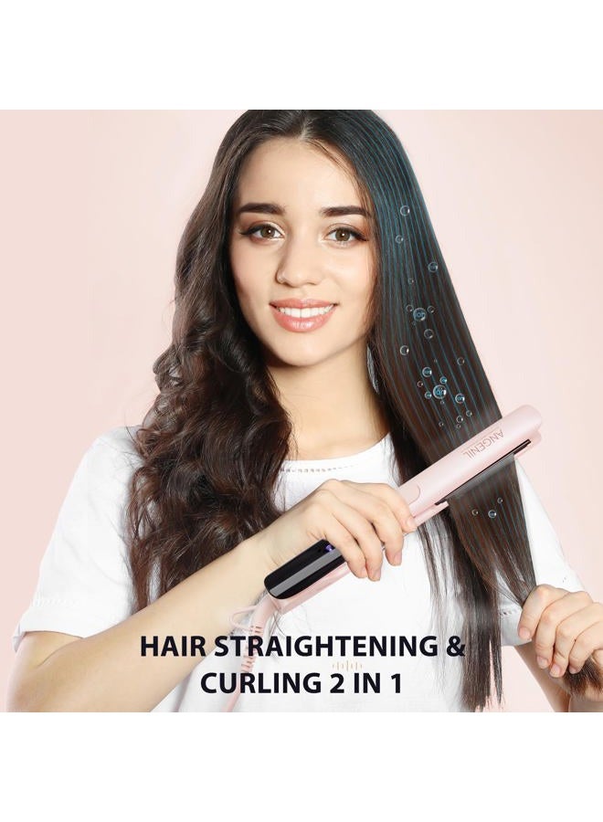 ANGENIL Hair Straightener 2.5 cm, Ceramic Titanium Ion Straightening Curling and Straightening, Dual Tension Straightener and Curling Iron 2 in 1, 160-230 °C Hair Straightener, with Heat-resistant - Image 2