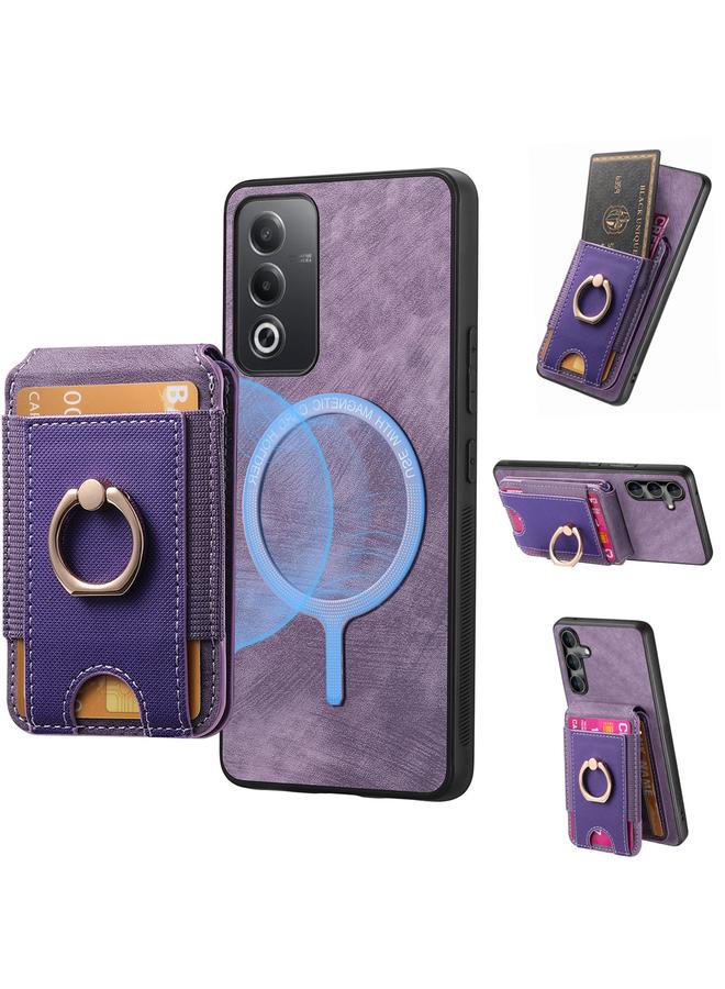 اس-توب جراب هاتف OPPO Reno10 Pro Global Retro قابل للتقسيم مع حامل مغناطيسي وحقيبة بطاقات جلدية - Image 1